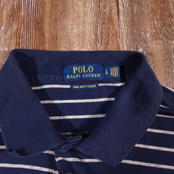 Polo Ralph Lauren Striped Pima Soft Touch Preppy Polo Shirt Size Large - Picture 4 of 7